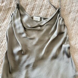 Wilfred Satin Cowl Neck Camisole in Olive Green